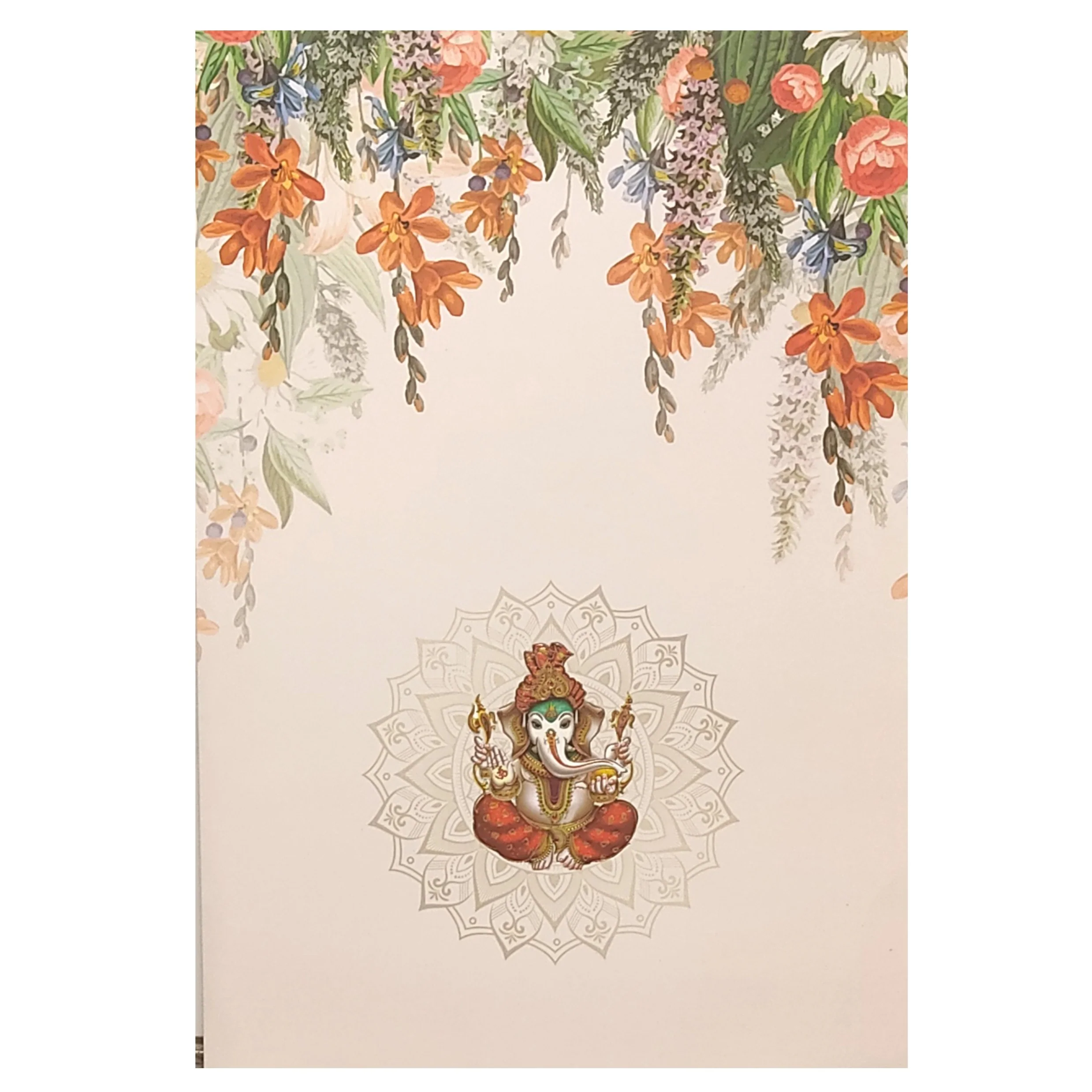 Pink Ganesha Floral Invitation Card-KRC29800 - Image 3