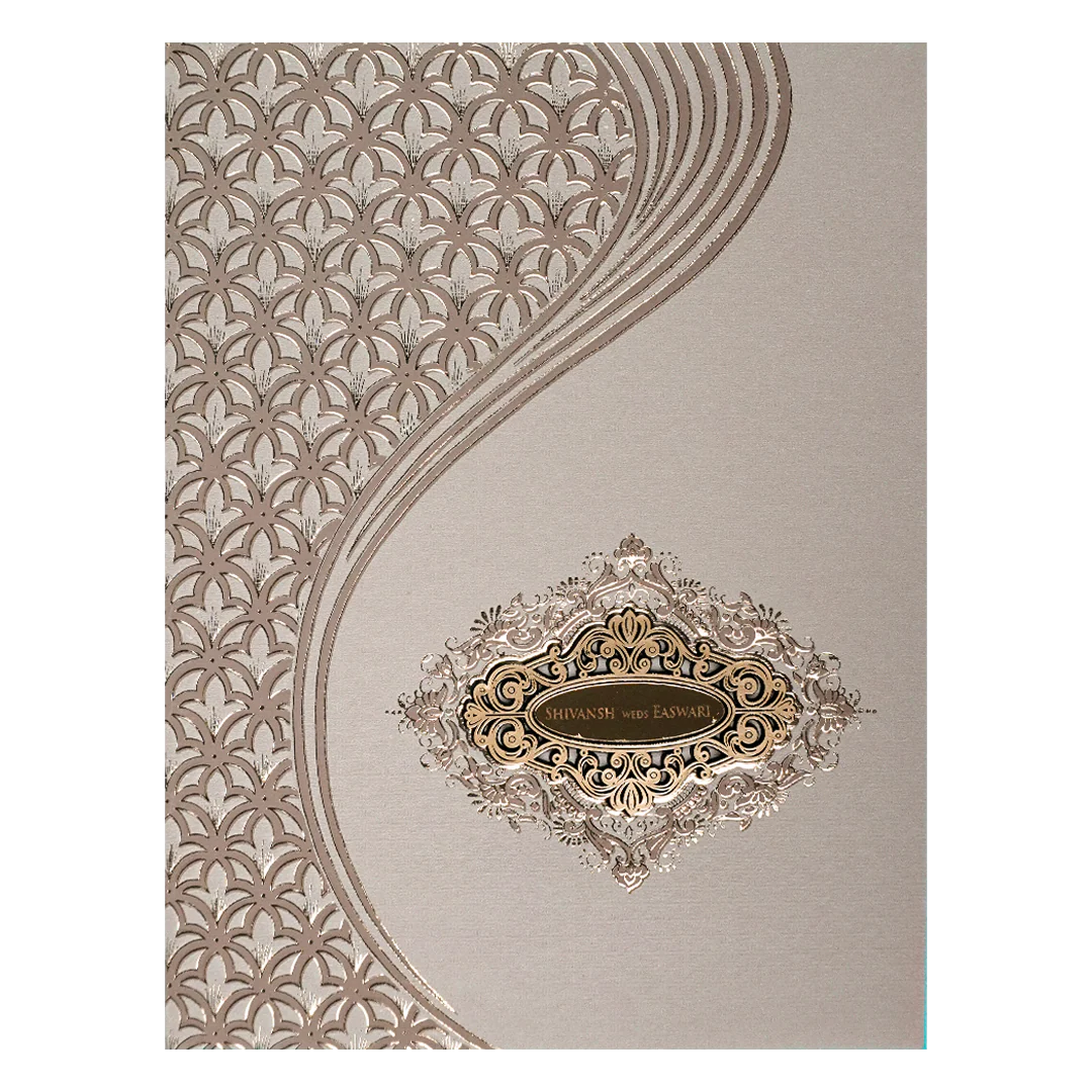 Pink Gold Geometric Padded Wedding Card-KSSC2190 - Image 3