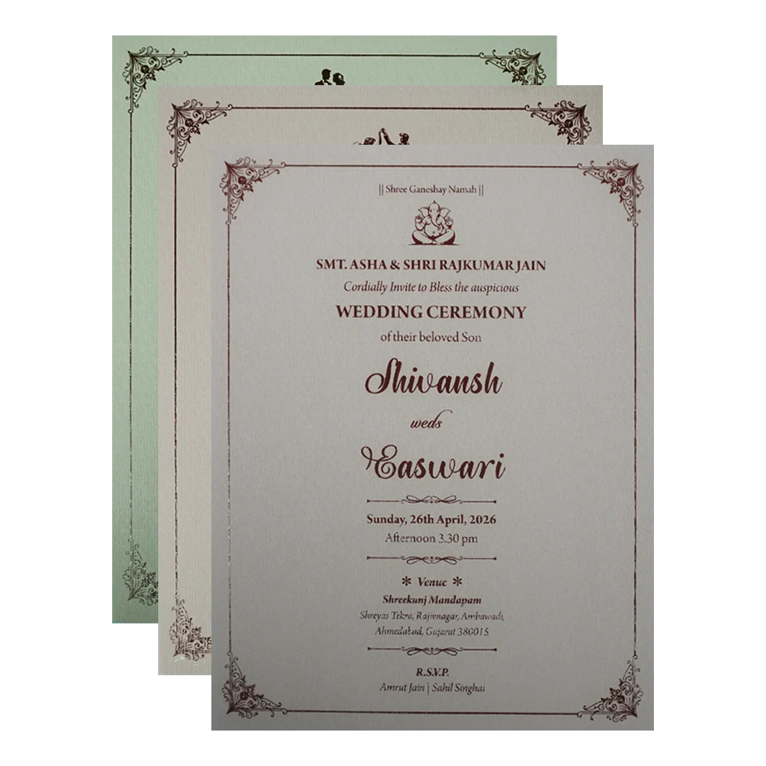 Pink Gold Geometric Padded Wedding Card-KSSC2190 - Image 5
