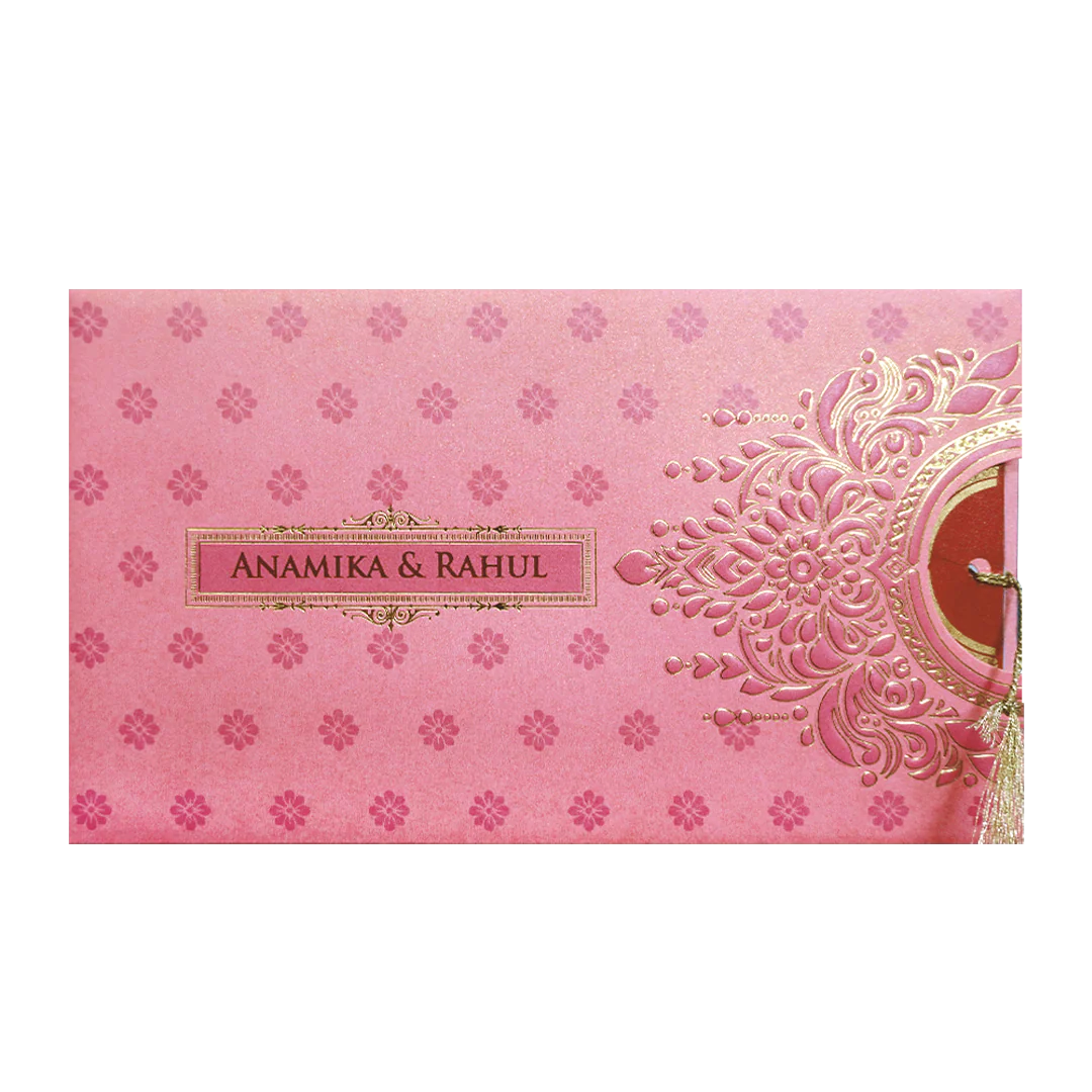 Pink Gold Mandala Cutout Wedding Card-KPR06350 - Image 3