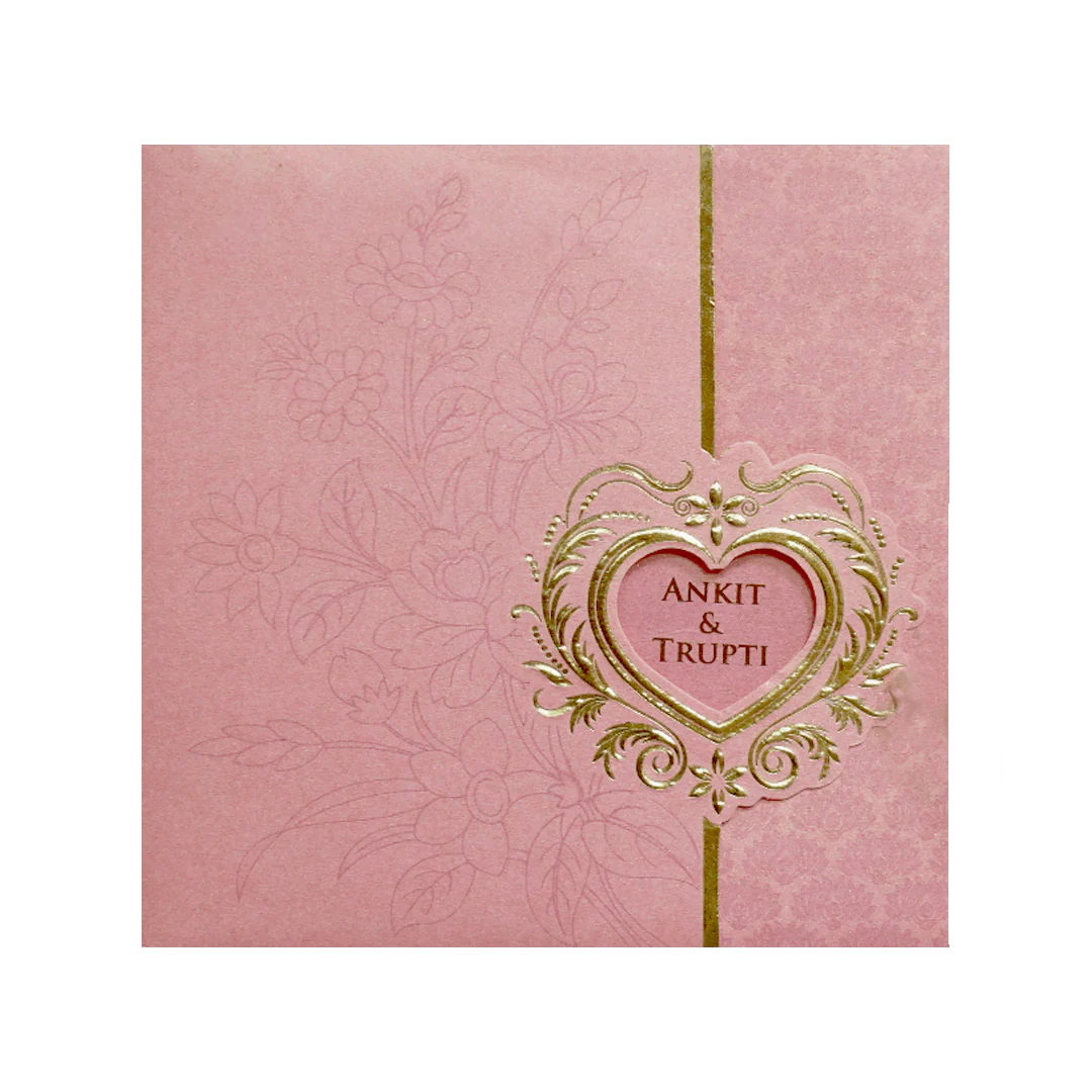 Pink Heart Motif Floral Wedding Invitation Card-KPR06210 - Image 3