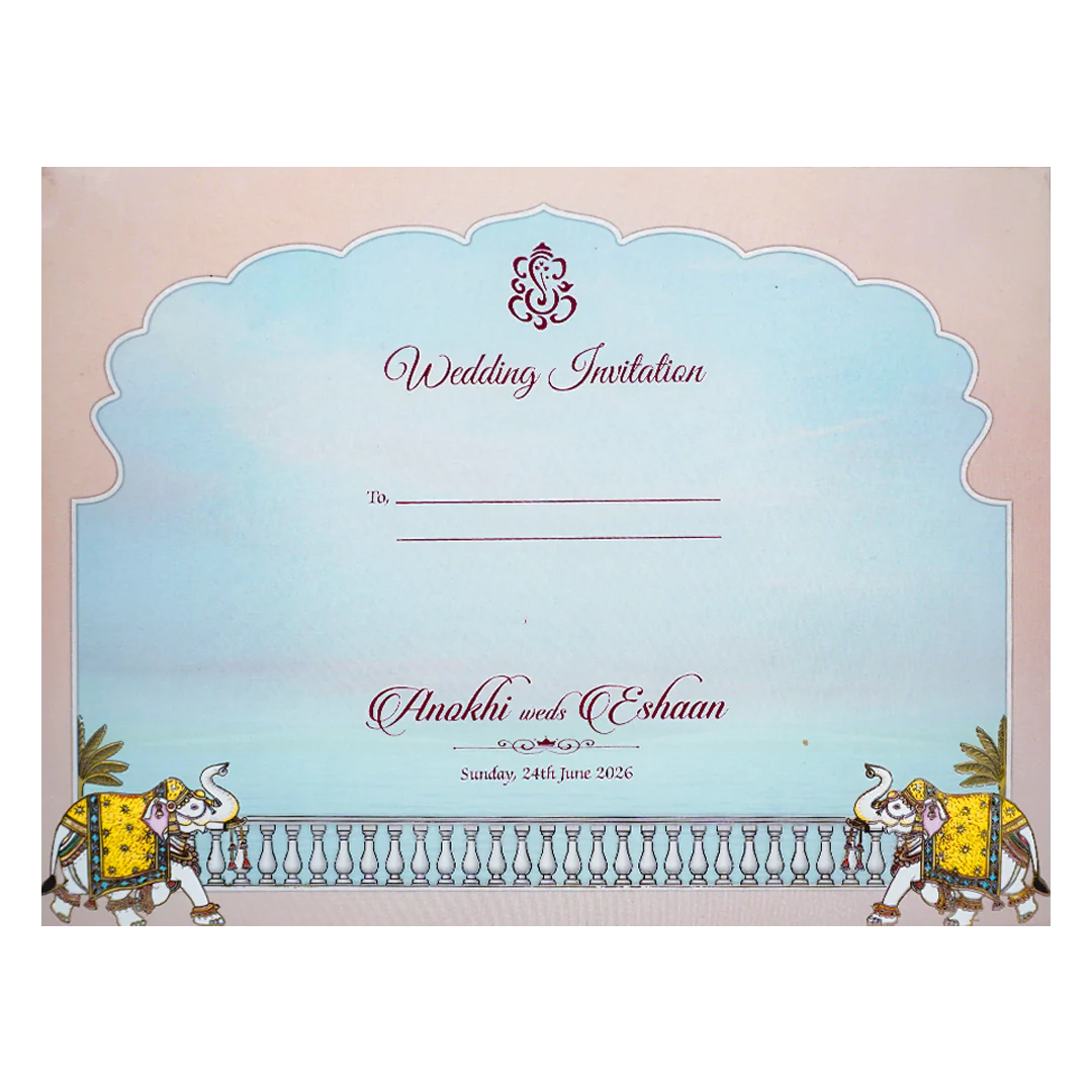 Pink Palace Laser Cut Padded Wedding Card-KJTS3689 - Image 4