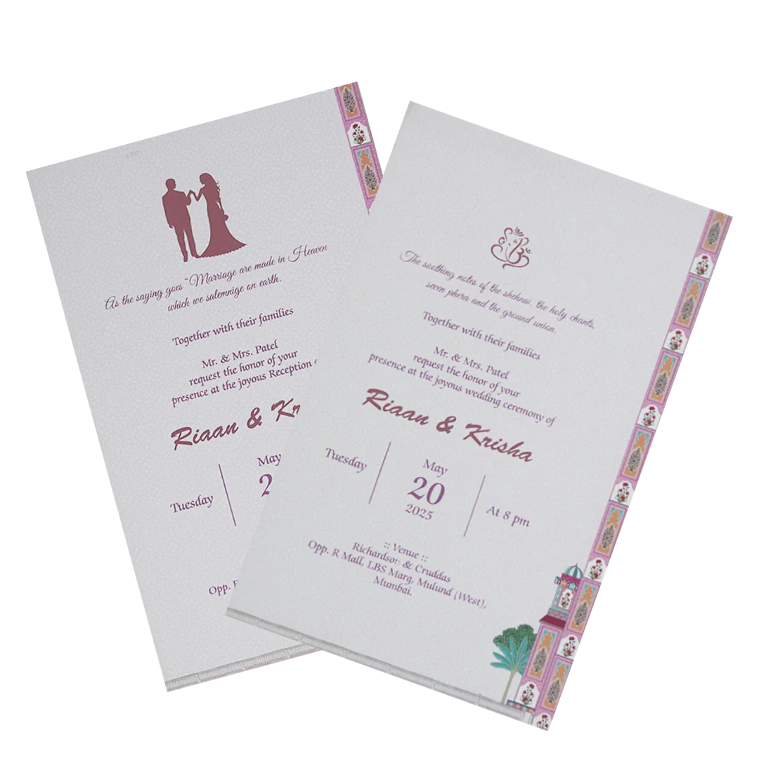 Pink Pop-Up Soft Fabric Wedding Card-KPR23950 - Image 5