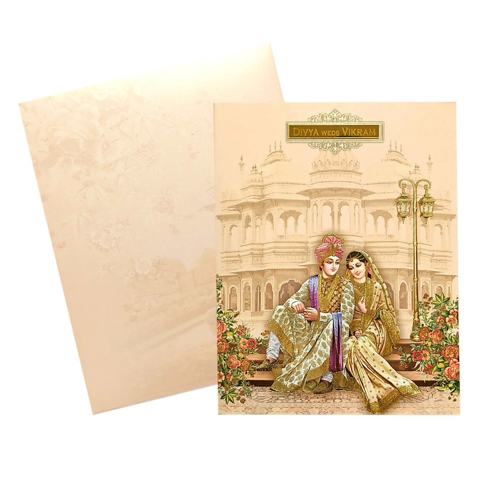 Pink Royal Bride Groom Invitation Card-KNKN6302 - Image 2