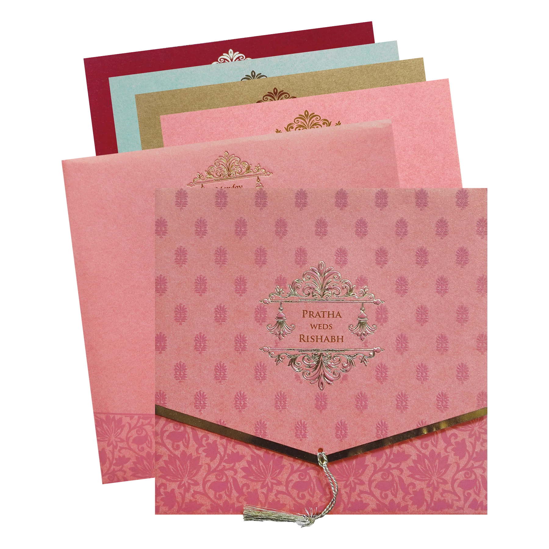 Pink Royal Tassel Wedding Invitation Card-KPR06170