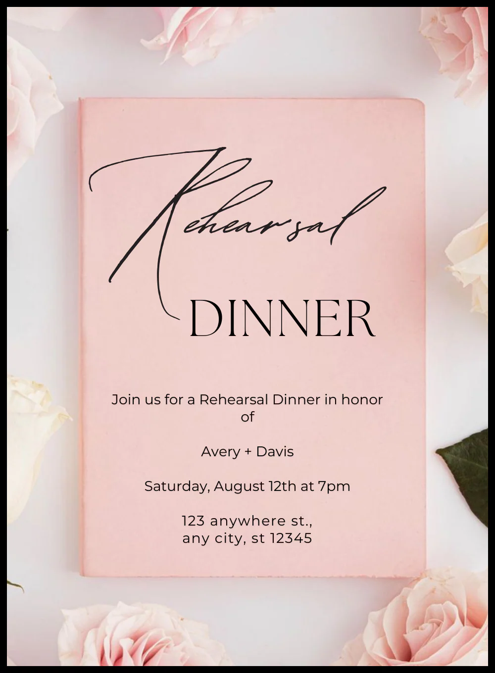 Pink Bloom Rehearsal Dinner Invitation-AARES010