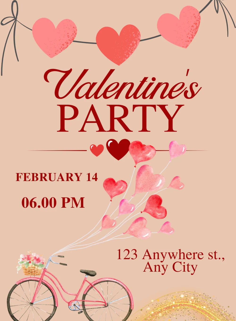 Pink Cycle Valentines Day Invitation-AAVAl006