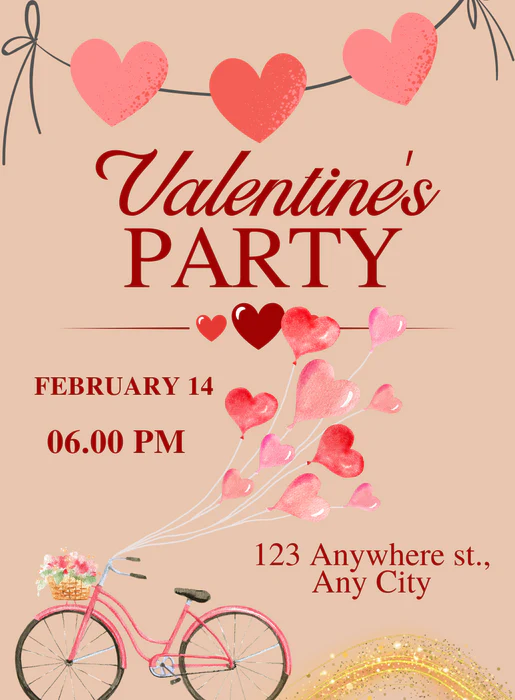 Pink Cycle Valentines Day Invitation-AAVAl006 - Image 2