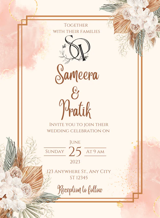 Pink Elegance Muslim Wedding Invitation-AAMWI010 - Image 2