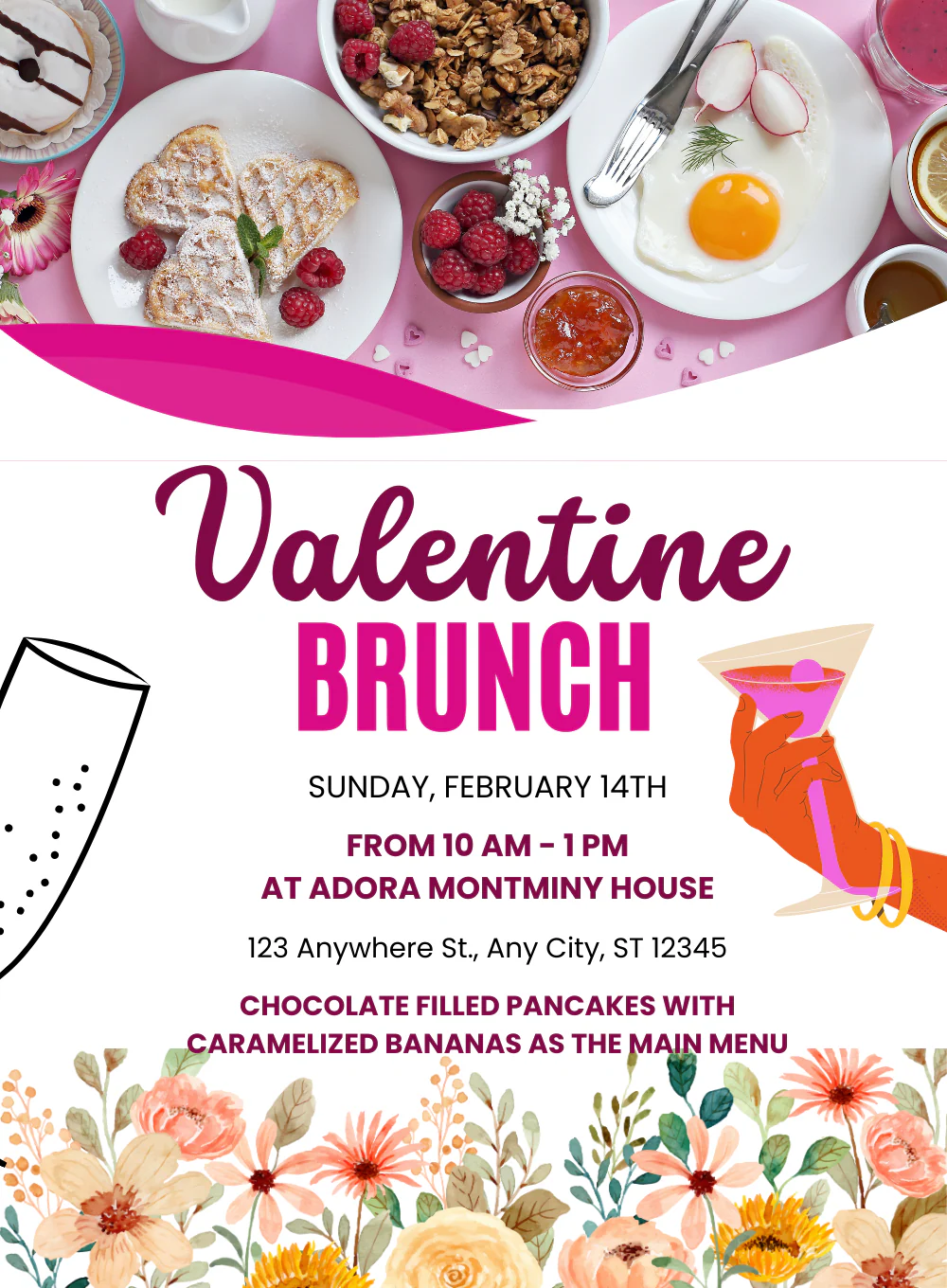 Pink Valentine Lunch & Brunch Invitation-AALUB003