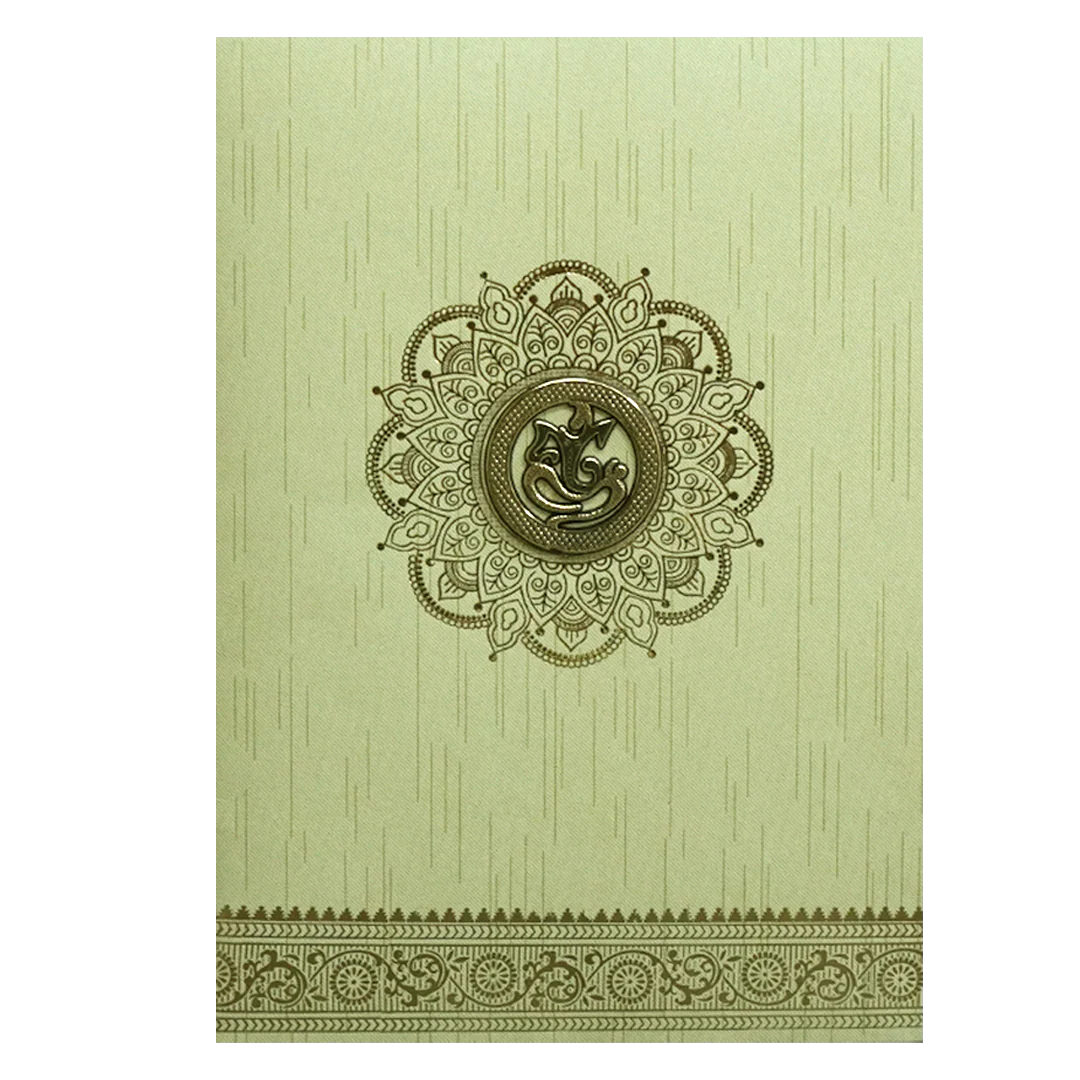 Pista Green Ganesha Wedding Card-KNKR026N - Image 3