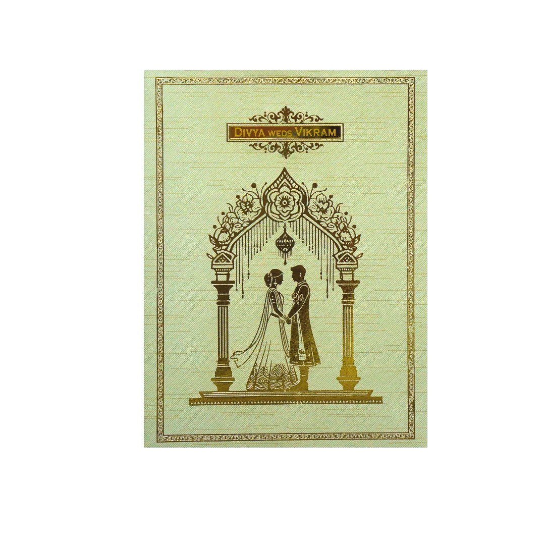 Pista Green Metallic Wedding Nameplate Invitation Card-KNRM7081N - Image 2
