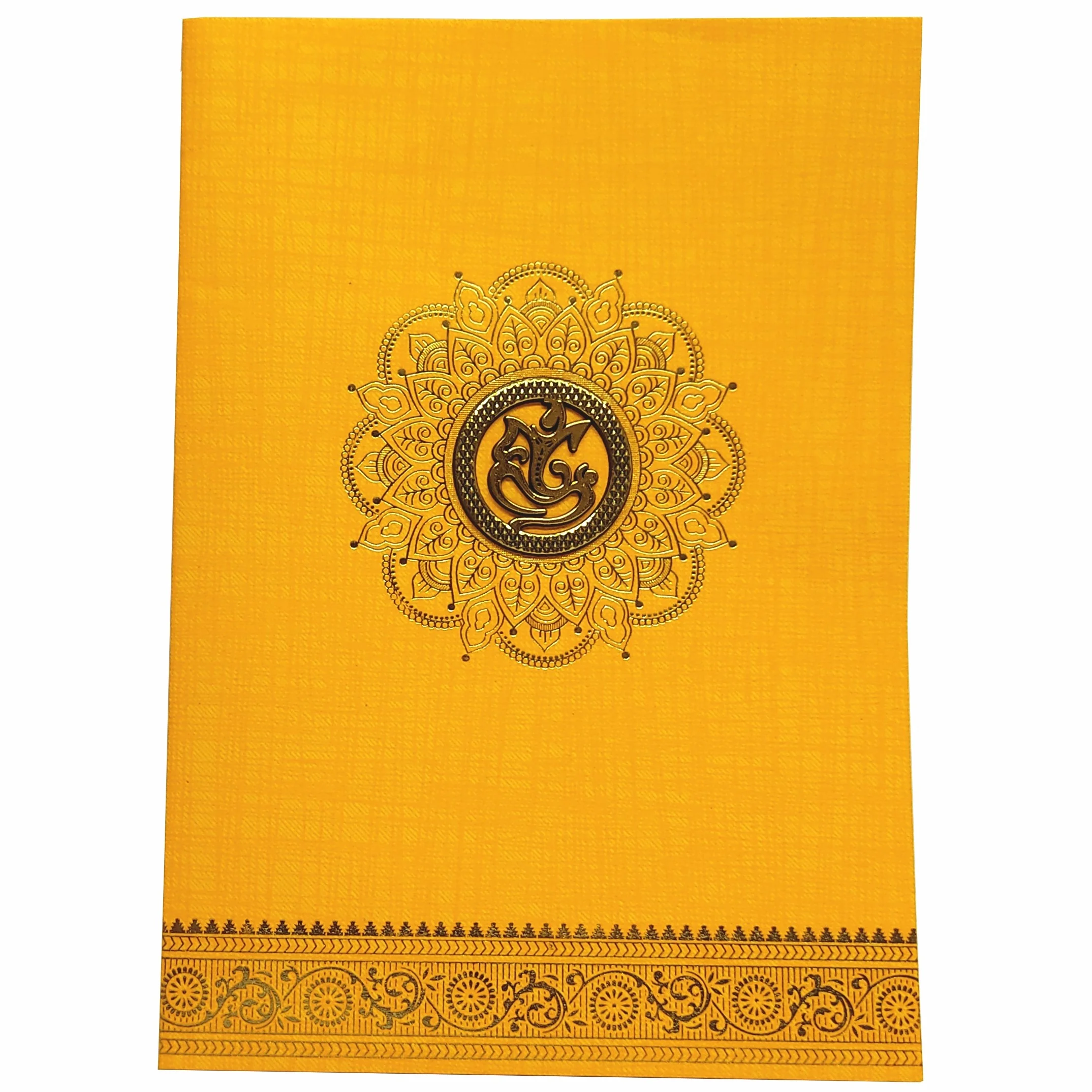 Orange Metallic Designer Invitation Card With Gold Foiling Print-KNCM26OF - Image 3