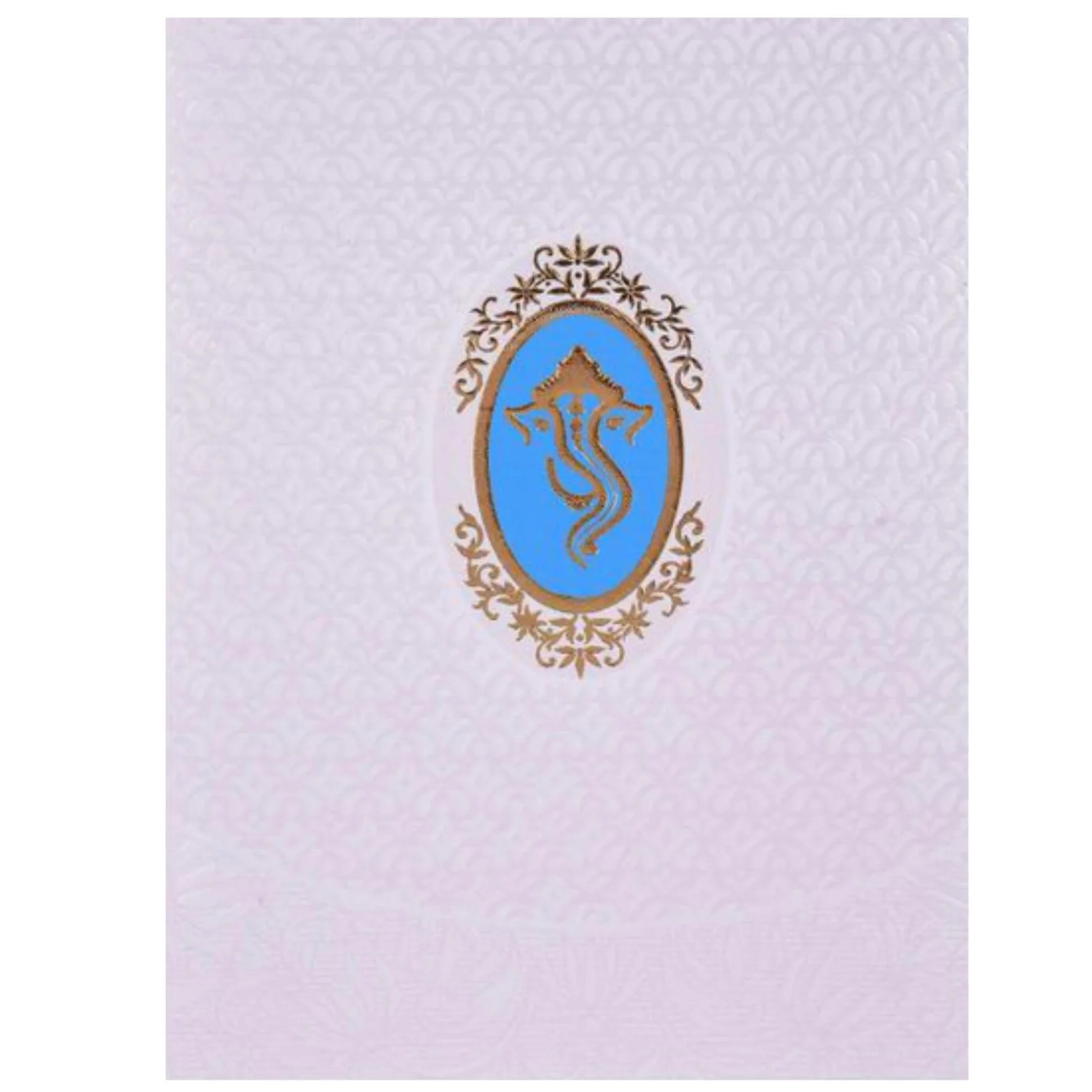 Pristine White Shading With Blue Background Ganesha Wedding Card - KNK2144 - Image 3