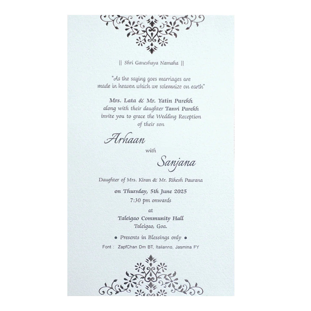 Pure White Single Sheet Invitation-KRCS7291 - Image 2