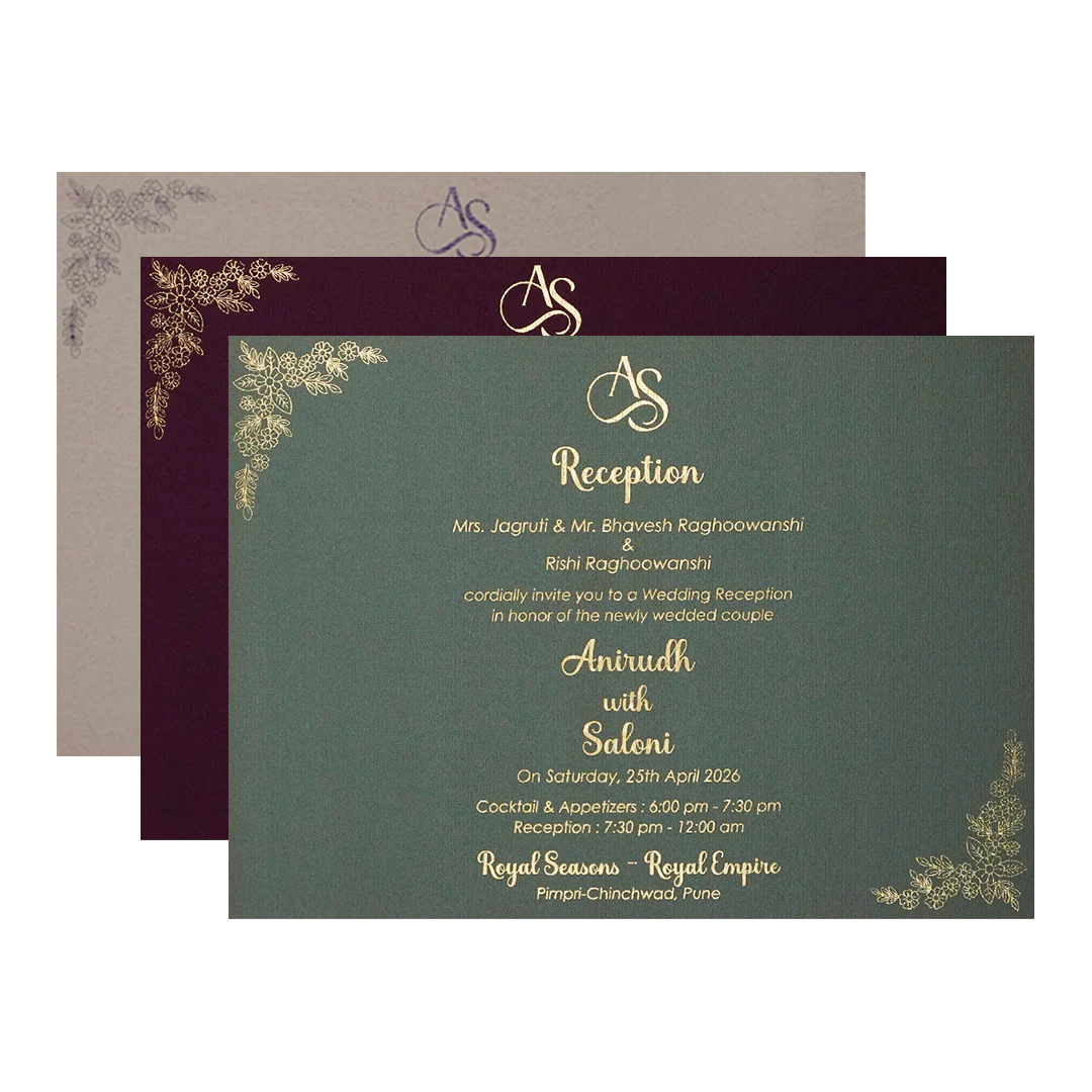 Purple Gold Floral Padded Wedding Card-KSI64360 - Image 5