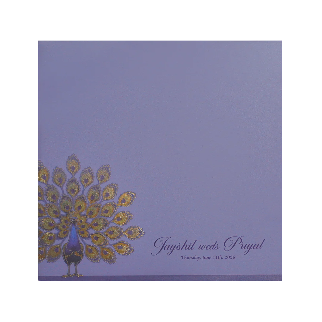 Purple Peacock Luxury Wedding Invitation Card-KPR24790 - Image 4