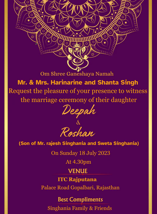 Purple Floral Rajasthani Wedding Invitation-AARWI008 - Image 2