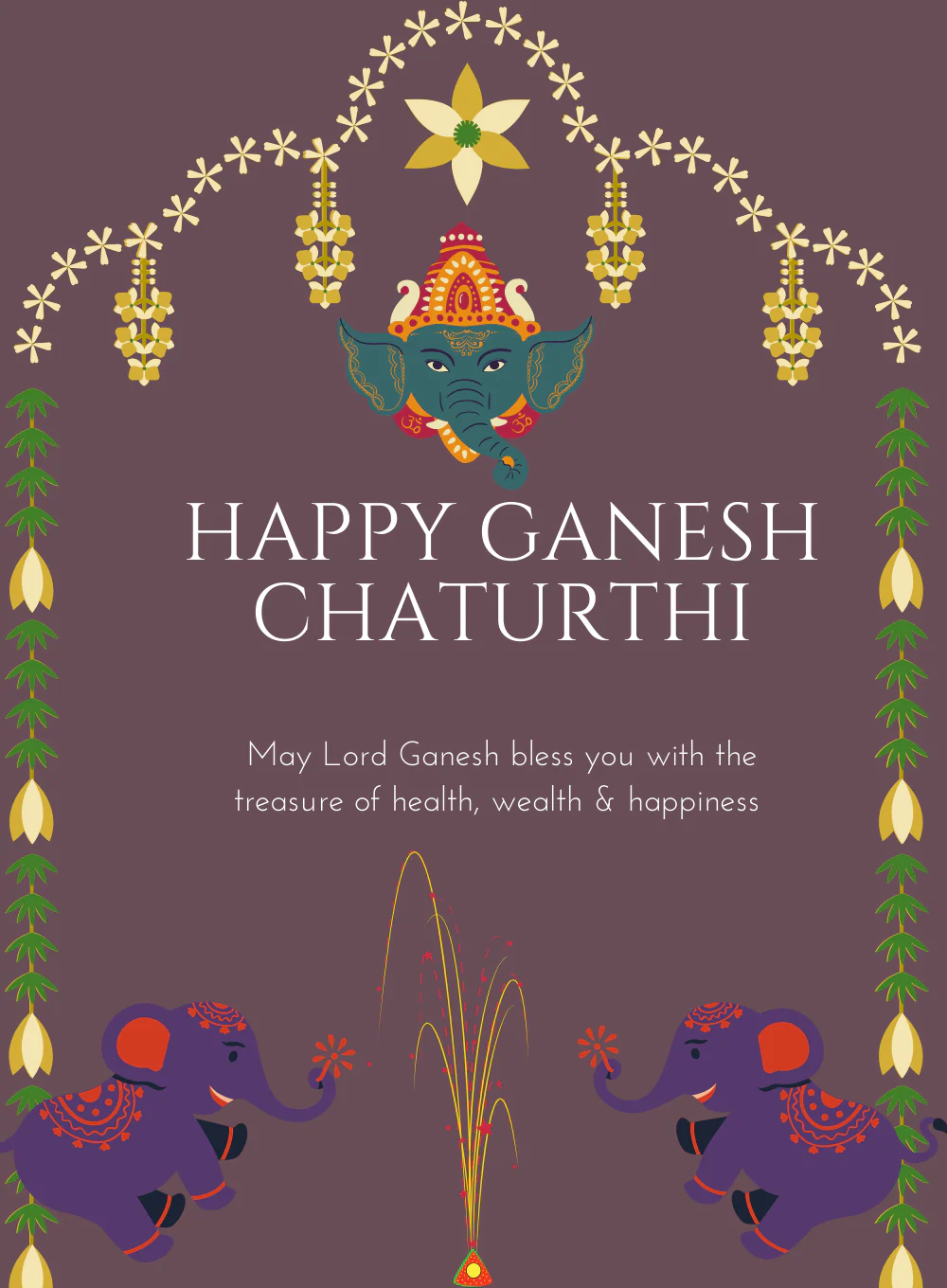 Purple Majestic Ganesh Chaturthi Invitations-AAGCI010