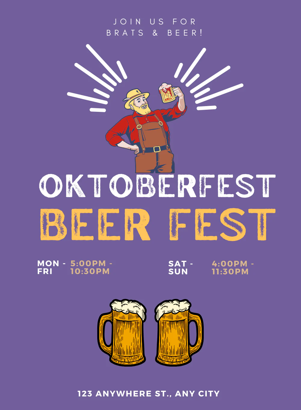 Purple Stein Oktoberfest Invitation-AAOKT007 - Image 2