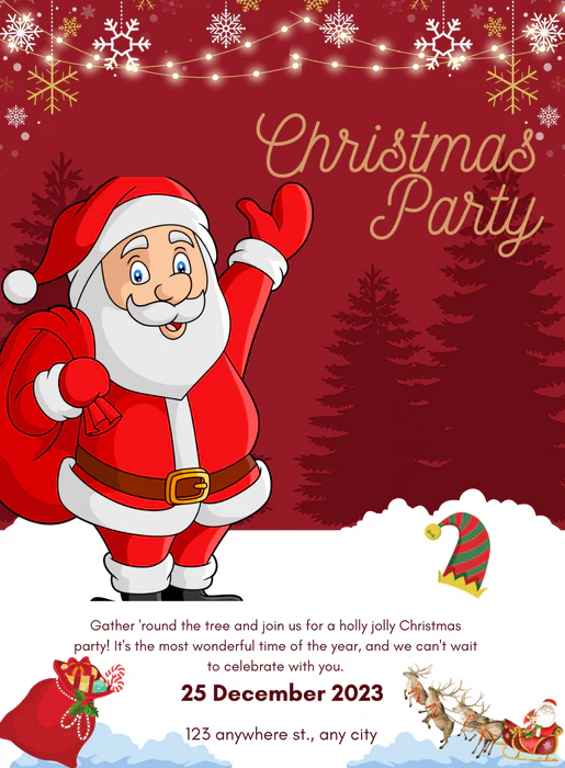 Red Snow Christmas Invitation-AACSS012 - Image 2