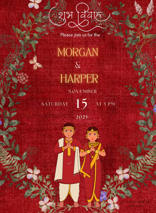Red Traditional Marathi Wedding Invitation-AAMAI005 - Image 2