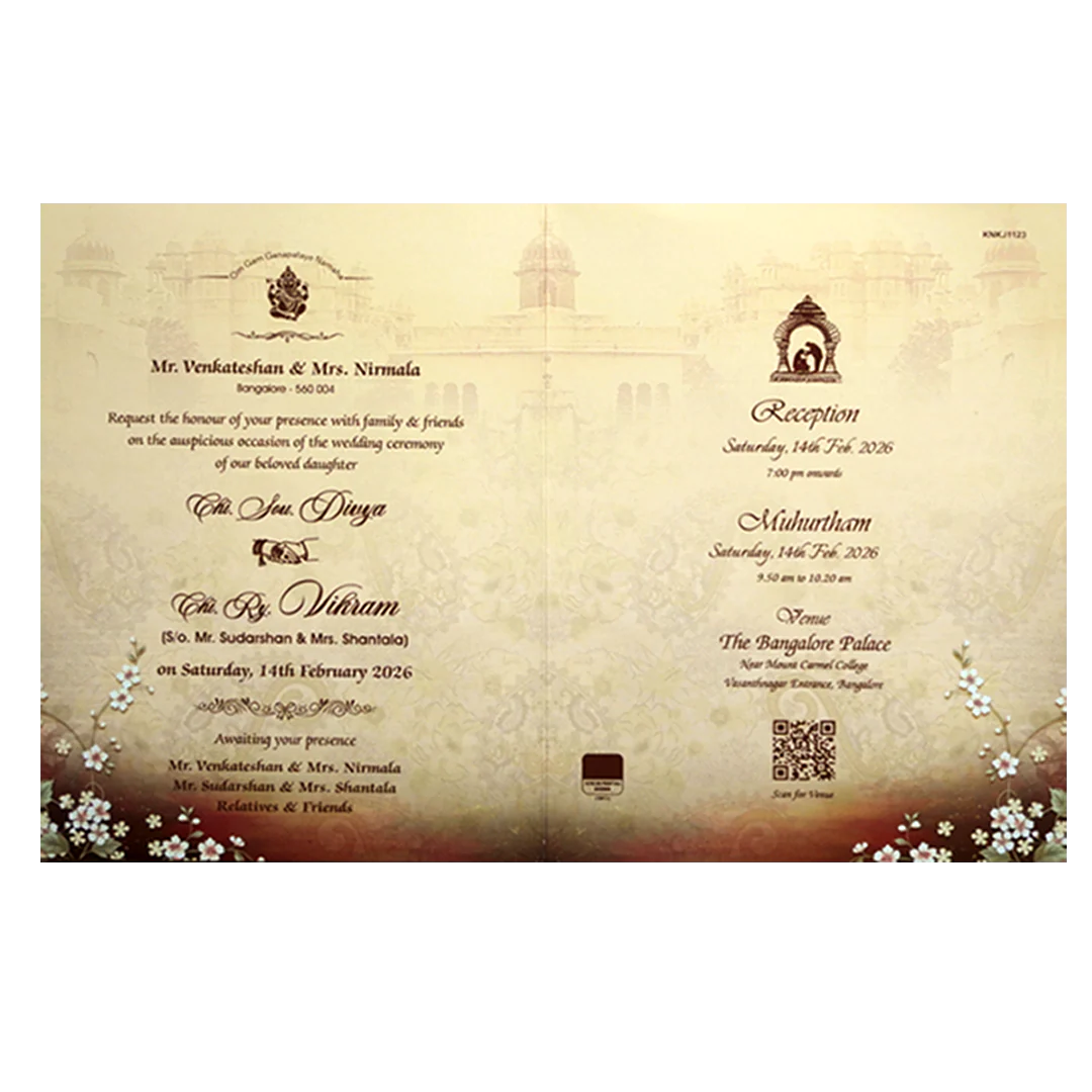 Royal Ganesha Couple Wedding Card-KNKJ1123 - Image 5