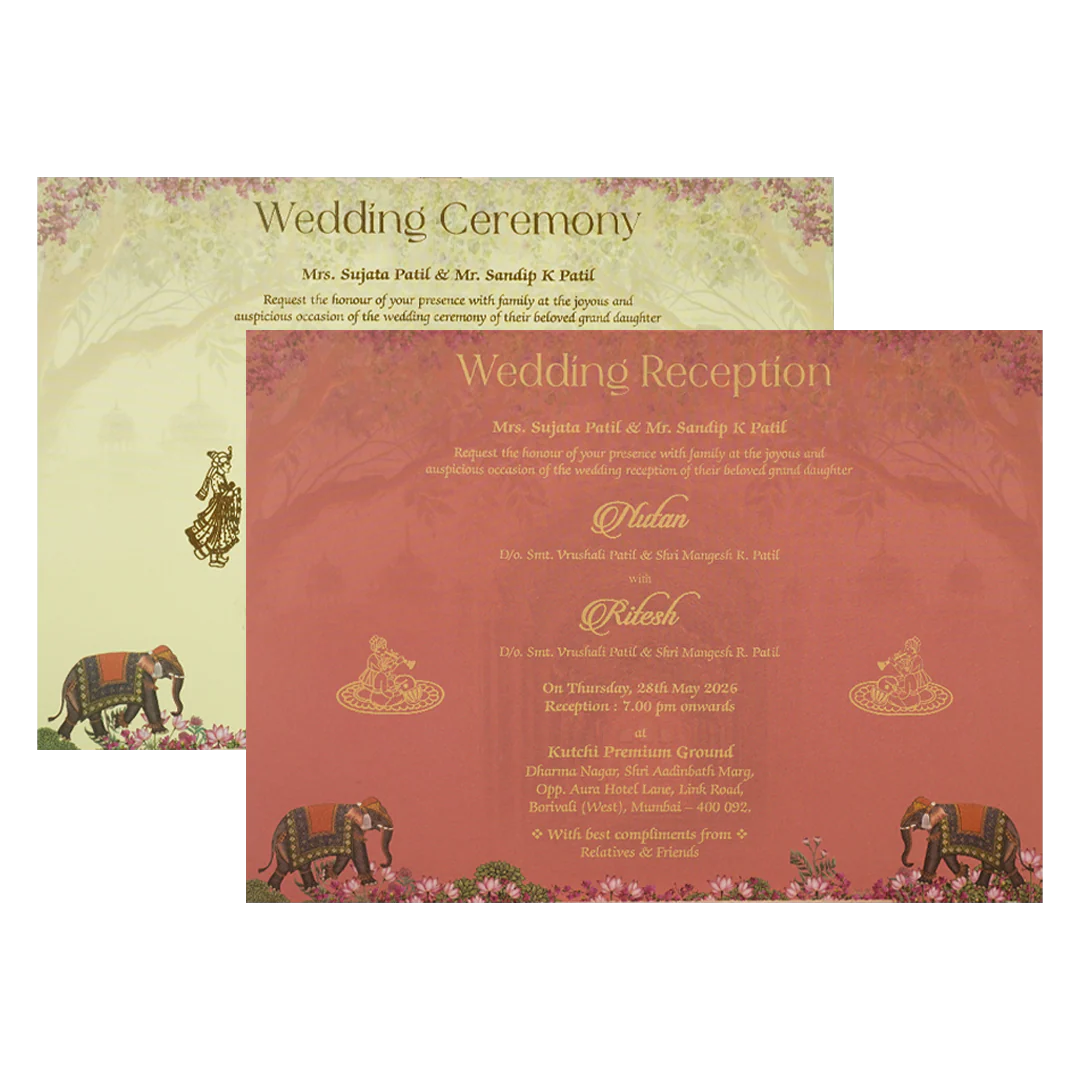 Royal Indian Palace Padded Wedding Card-KRE28000 - Image 5