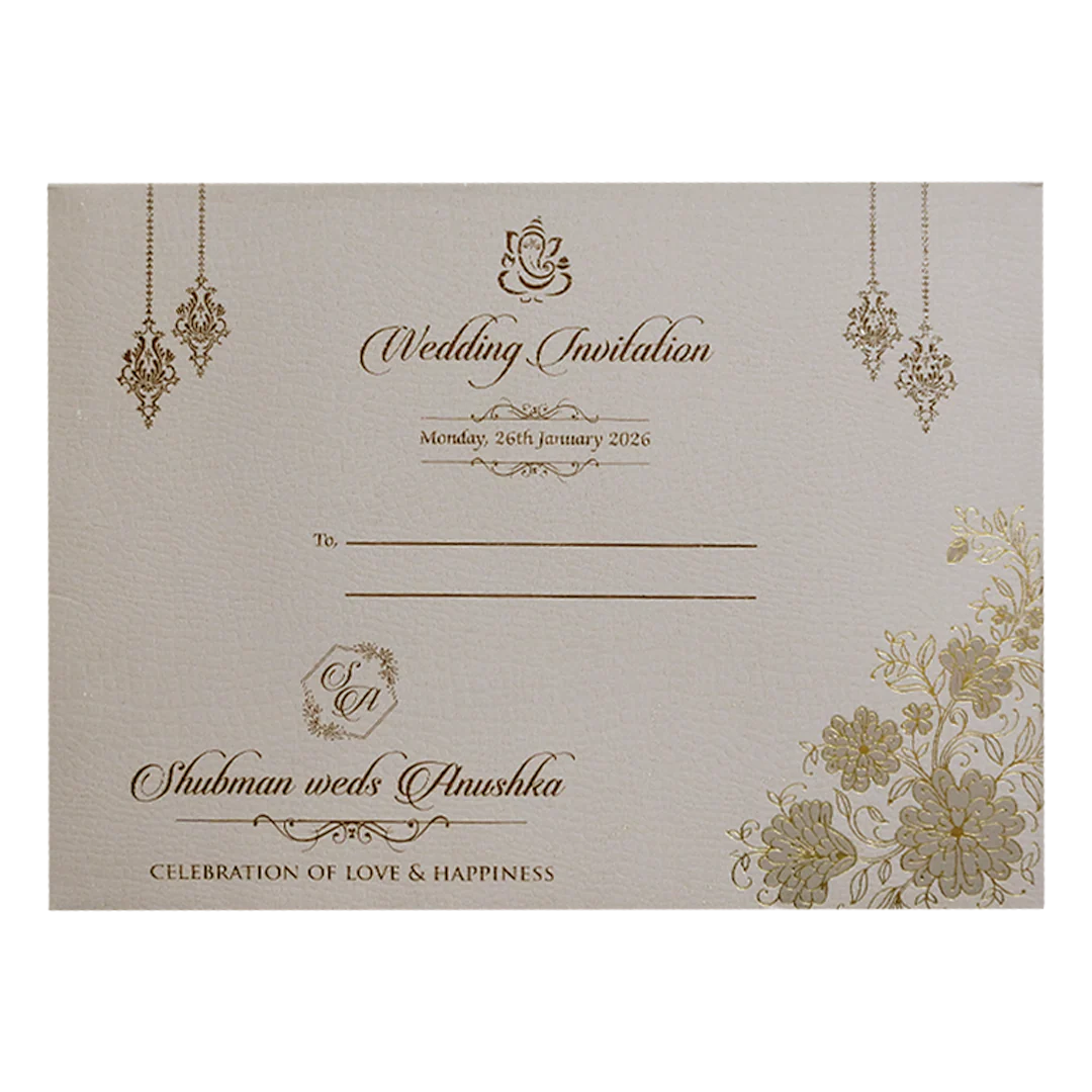 Royal Lavender Padded Embossed Gold Door Style Wedding Invitation Card-KRB09660 - Image 4