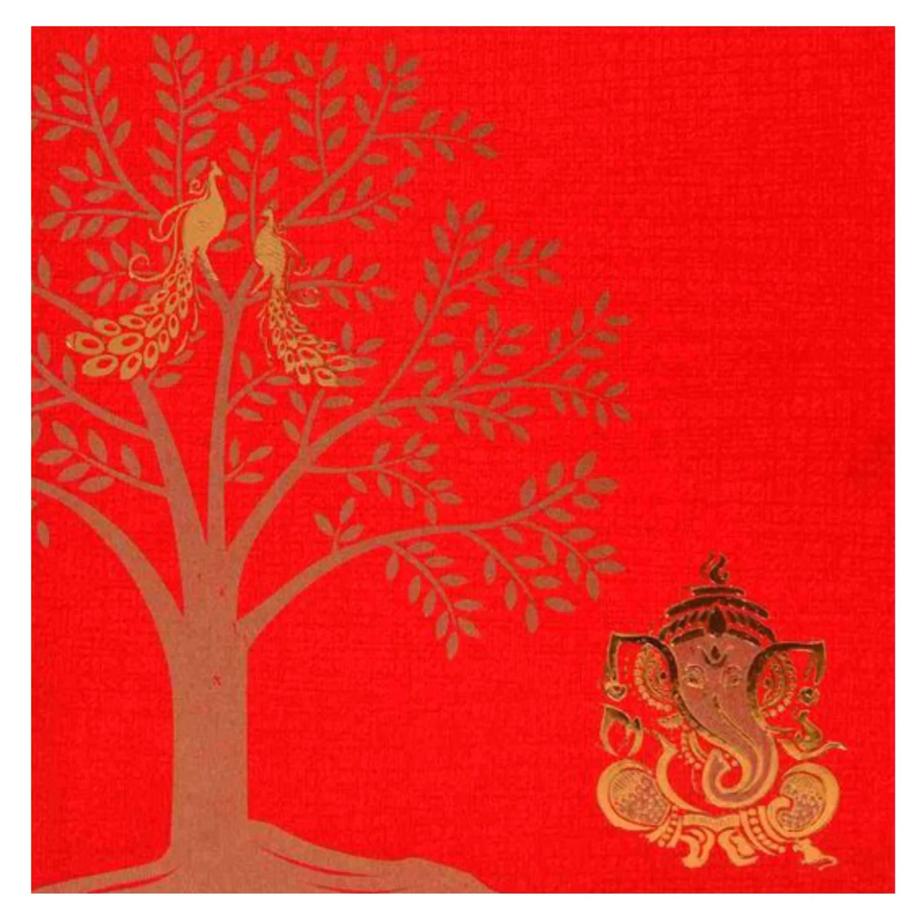 Royal Red Ganesha Tree Wedding Card-KNK43290 - Image 3