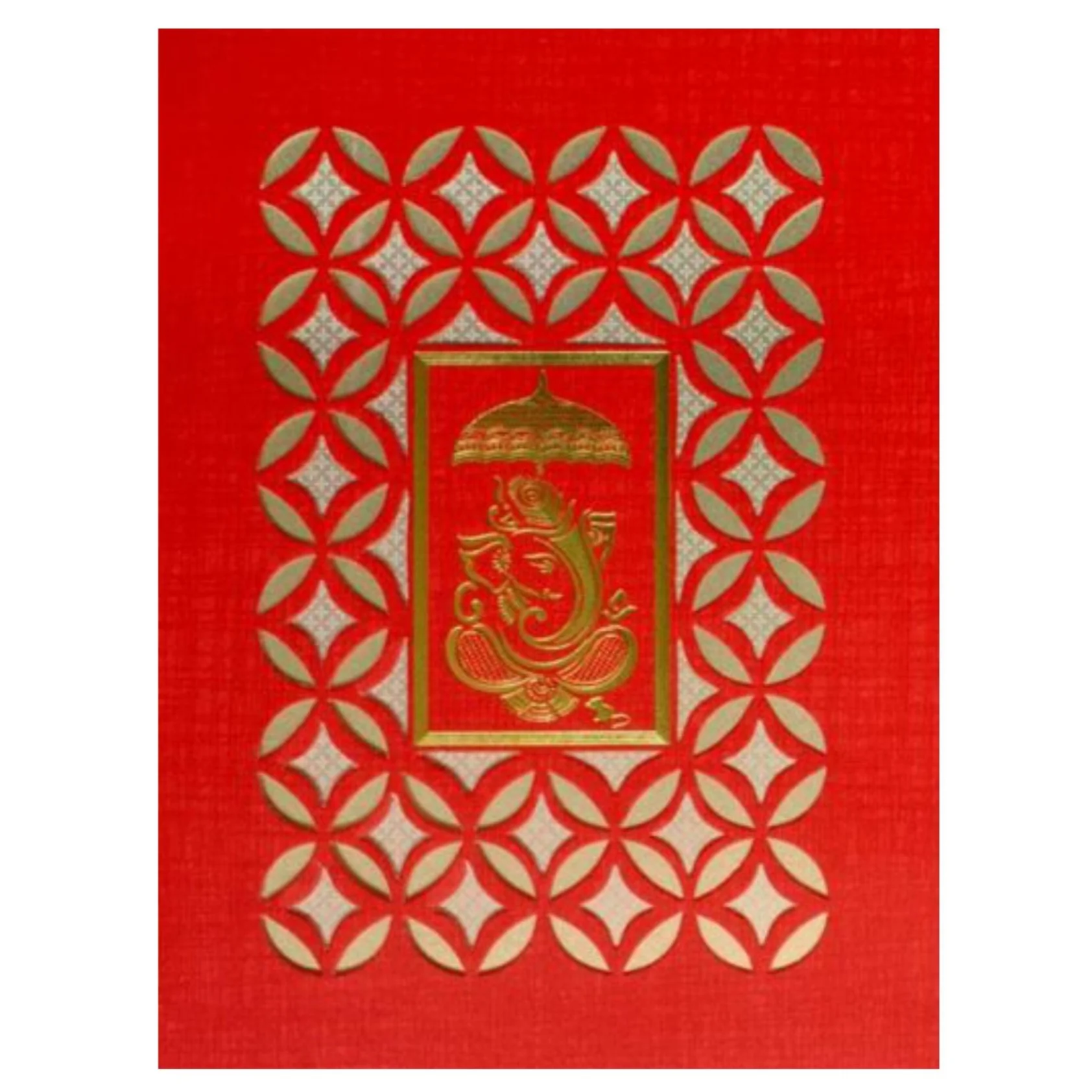 Royal Red Shading Ganesha Laser Cut Wedding Card-KNK50071 - Image 3