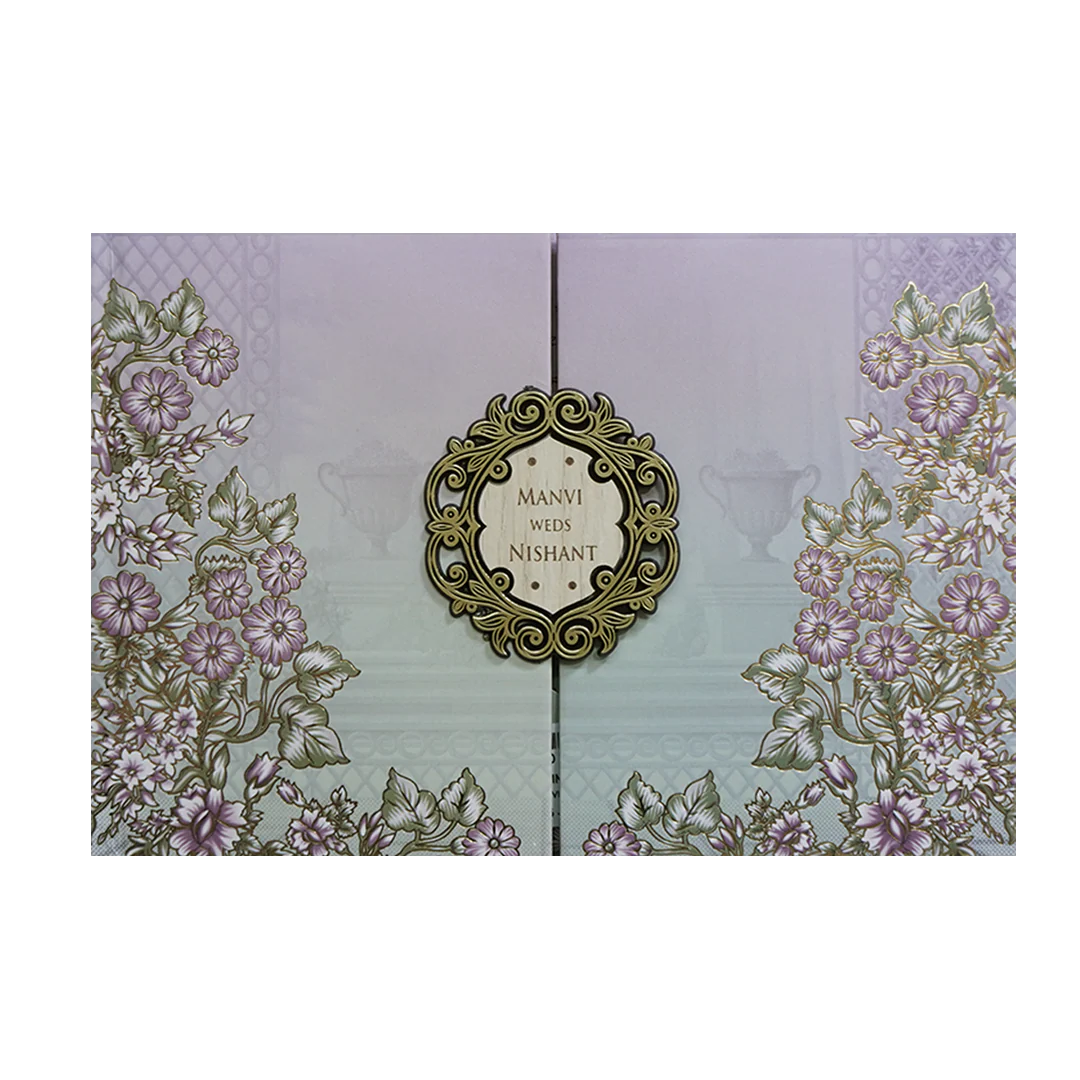Sage Lavender Padded Floral Door Wedding Invitation - KVN07310 - Image 3