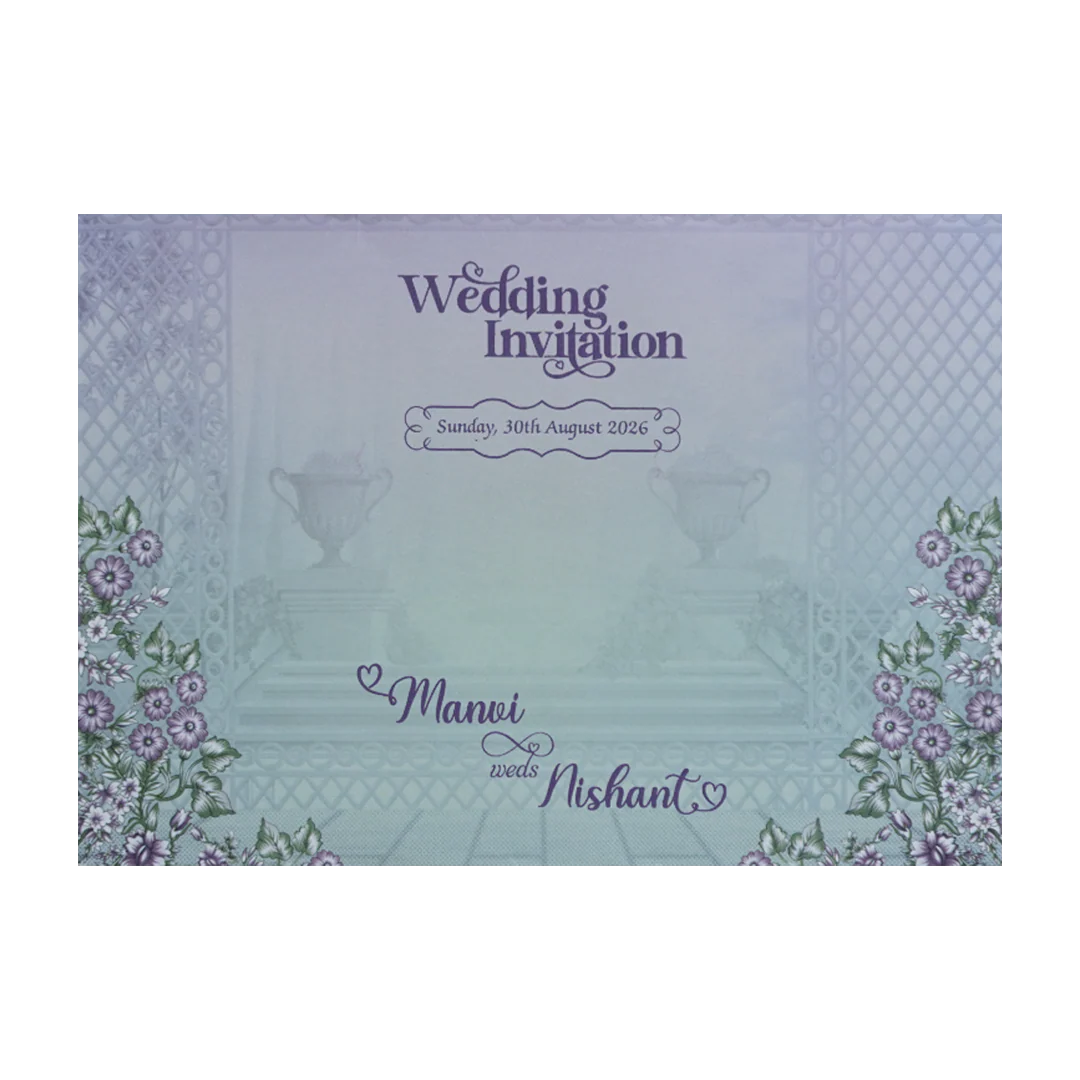 Sage Lavender Padded Floral Door Wedding Invitation - KVN07310 - Image 4