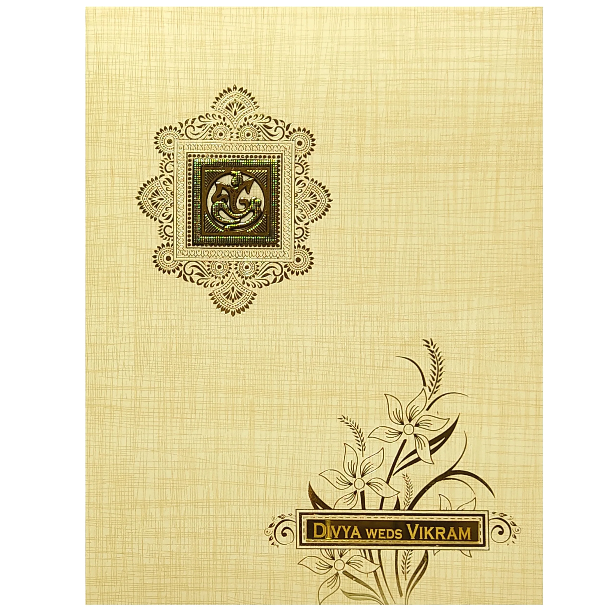 Sandal Metallic Floral Invitation Card-KNK2060S - Image 3