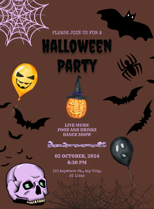 Spooky Bats Holloween Invitation-AAHOO020 - Image 2