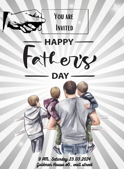 Stripes fun Fathers day Invitation-AAFAT010 - Image 2
