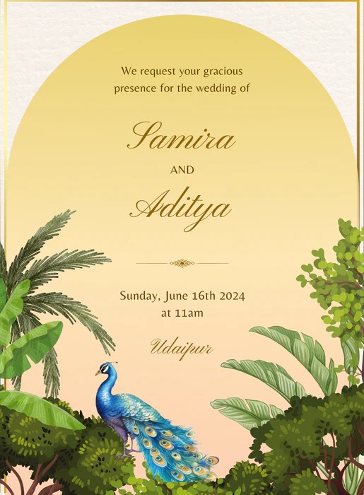 Traditional and Peacock Indian Wedding Invitation-EINK0031 - Image 2