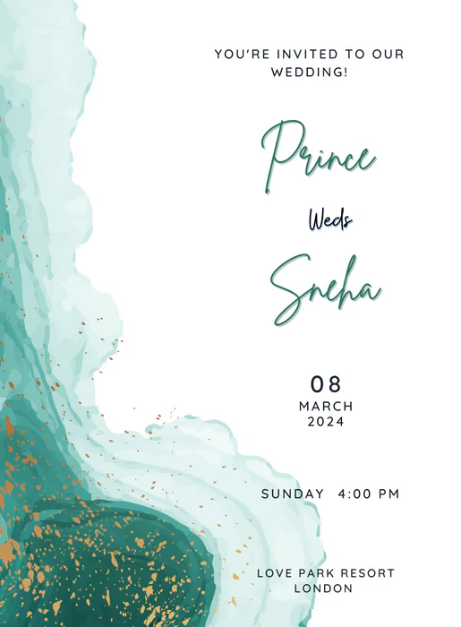 Turquoise White Premium Wedding Invitation-AAPWI010 - Image 2