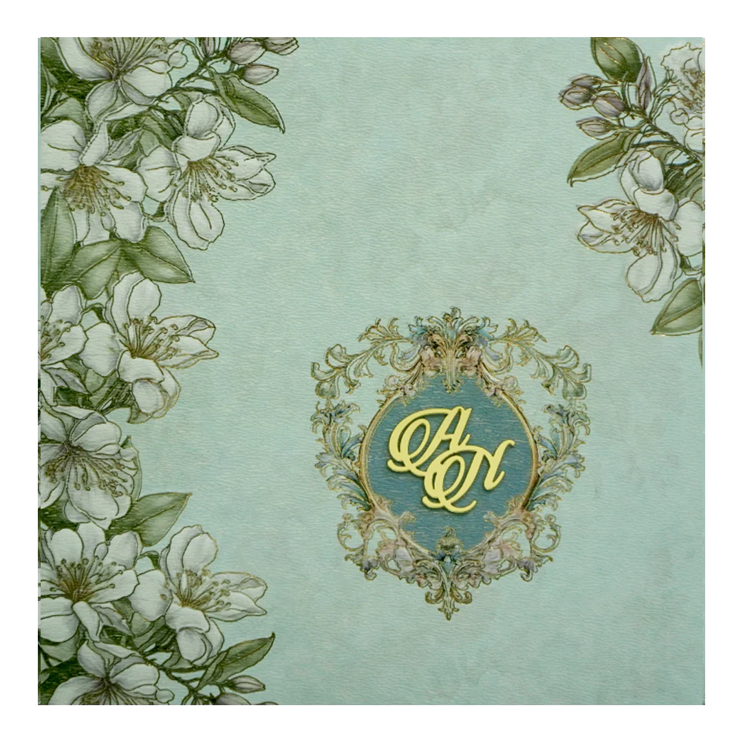 Very Light Green Floral Wedding Card-KPR09870 - Image 3