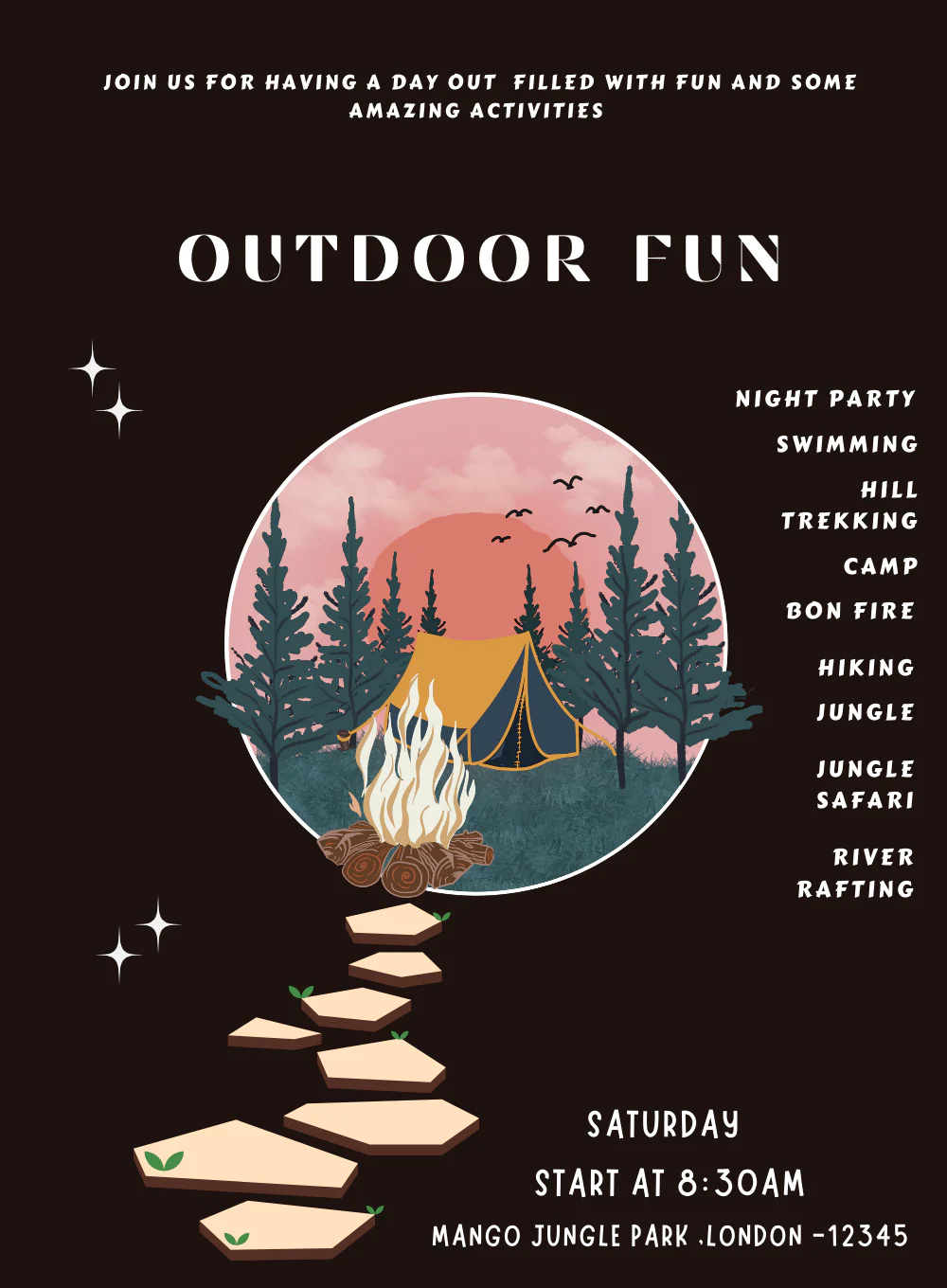 Vibrant Camp Outdoor Fun Invitation-AAOUT004