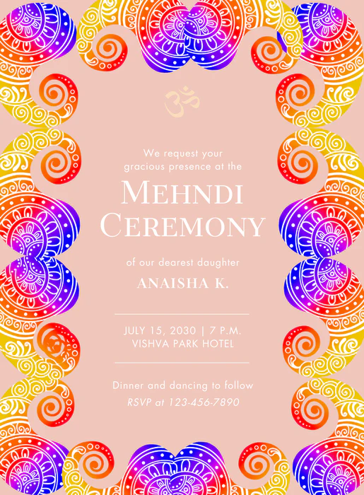 Vibrant Orange Mehndi Ceremony Invitations-AAMCI037 - Image 2