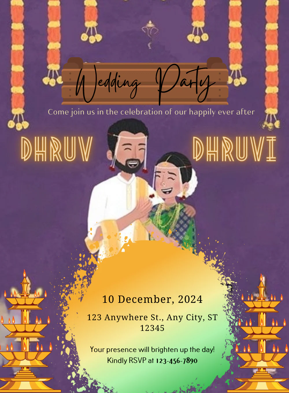 Violet Garlent Marathi Wedding Invitation-AAMAI011