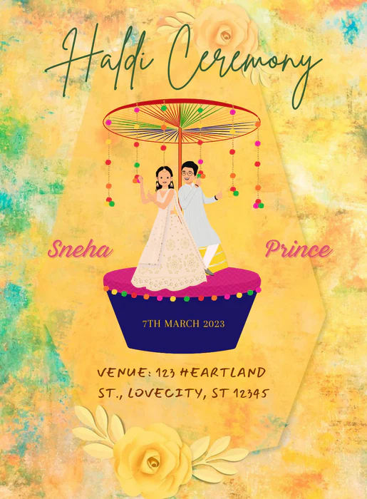 Watercolor Umbrella Haldi Cremony Invitation-AAHCI022 - Image 2