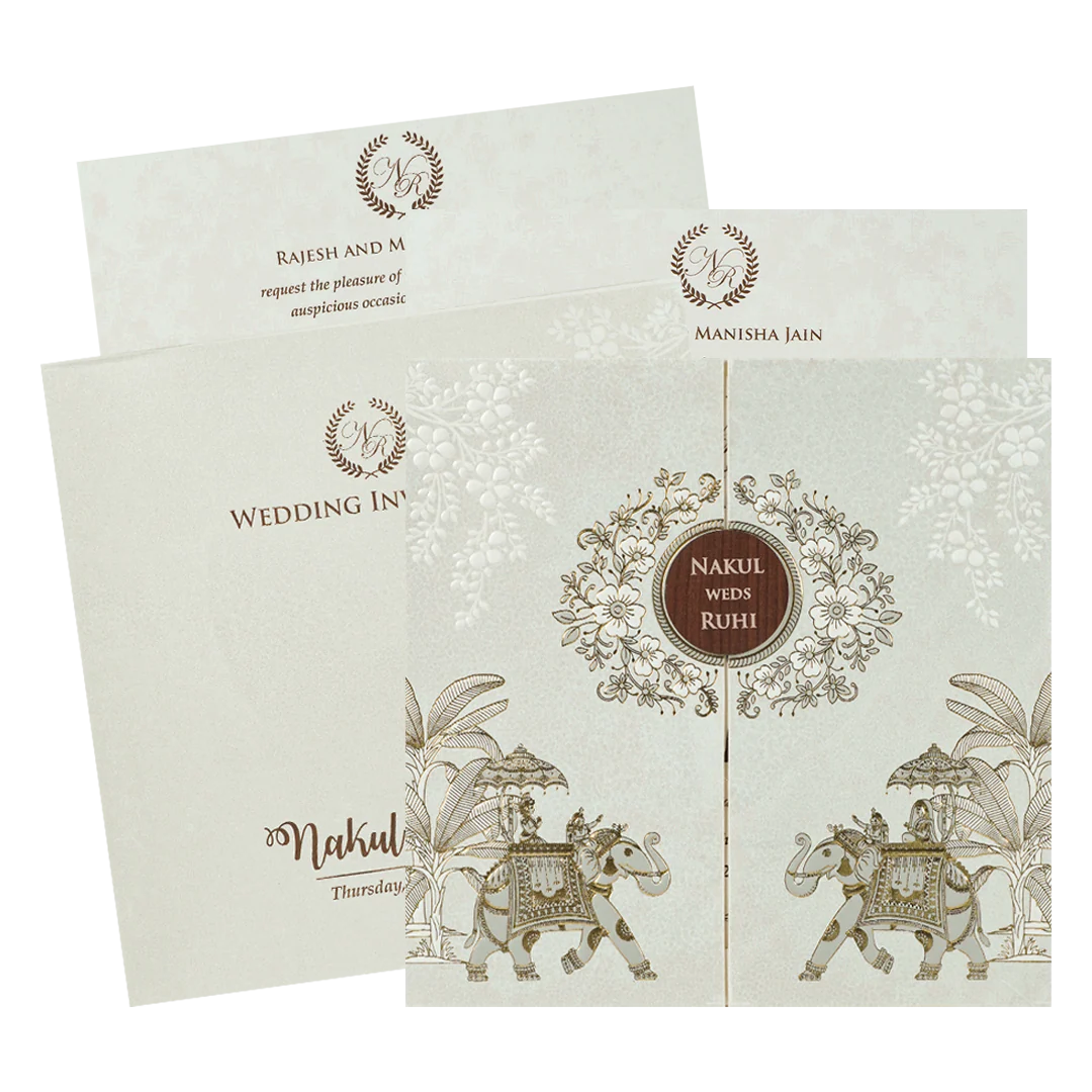 White Elephant Procession Wedding card-KRE28580