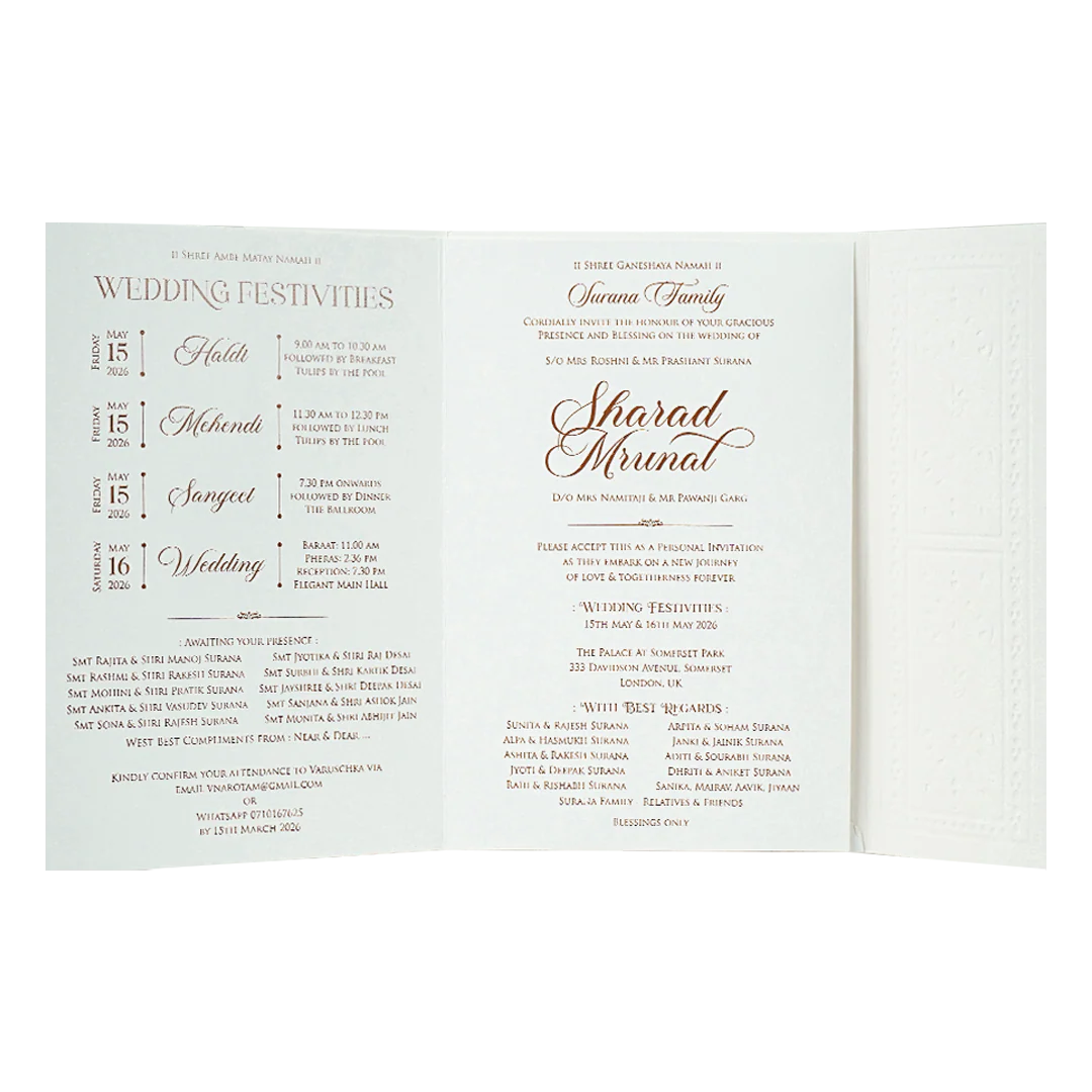 White Embossed Door Wedding card-KRE28690 - Image 5