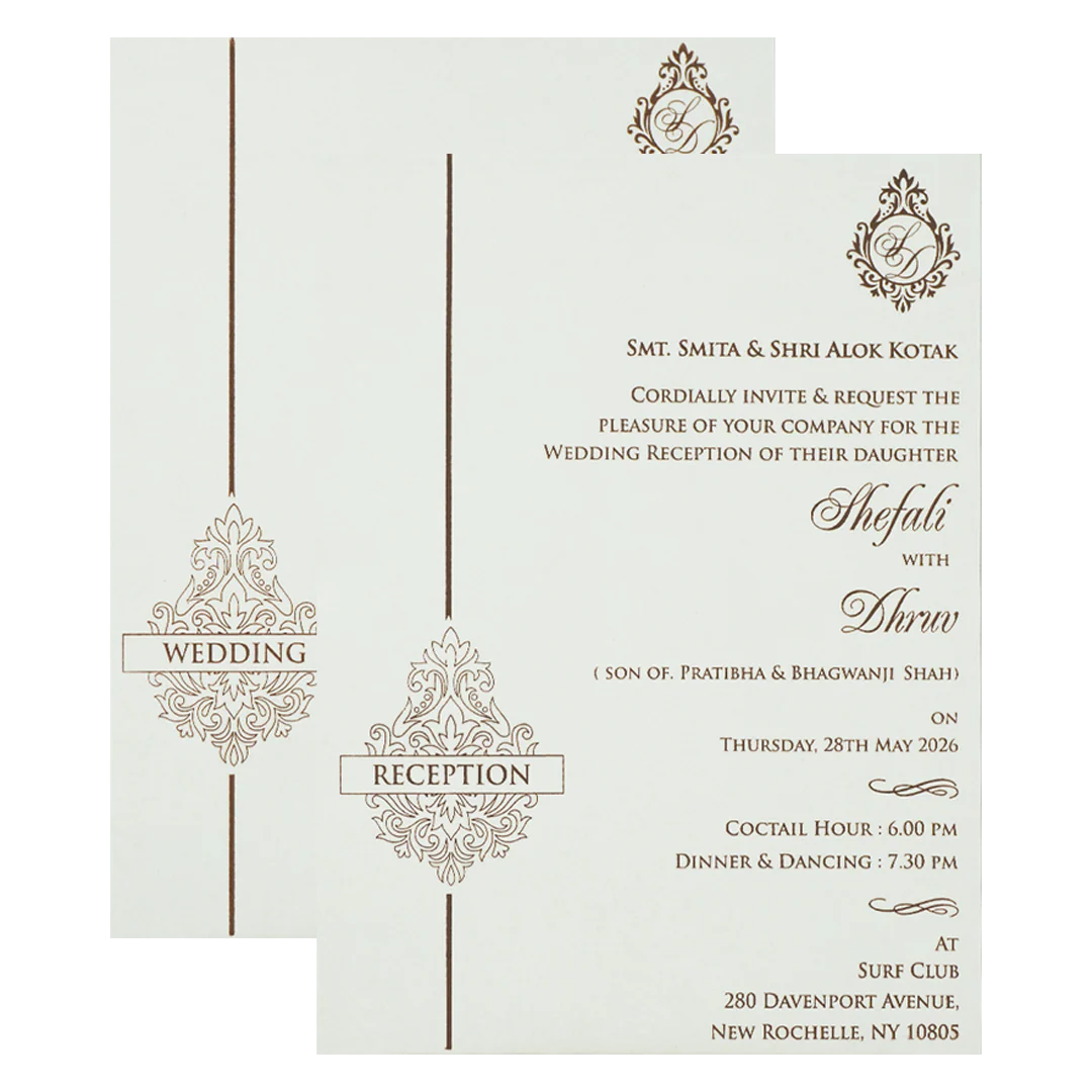 White Embossed Floral Arch Padded Wedding Card-KRE28250 - Image 5
