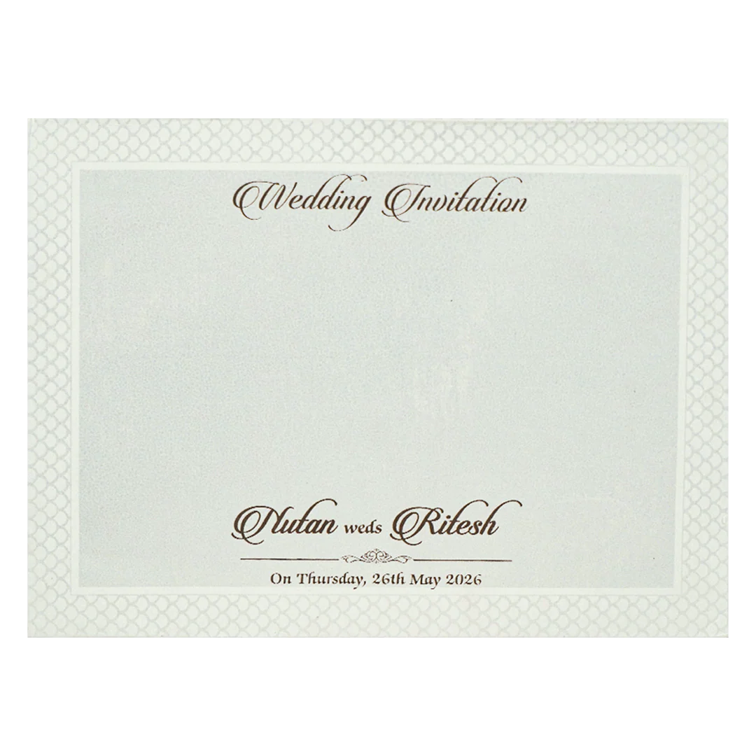 White Embossed Floral Padded Wedding Card-KRE28350 - Image 4