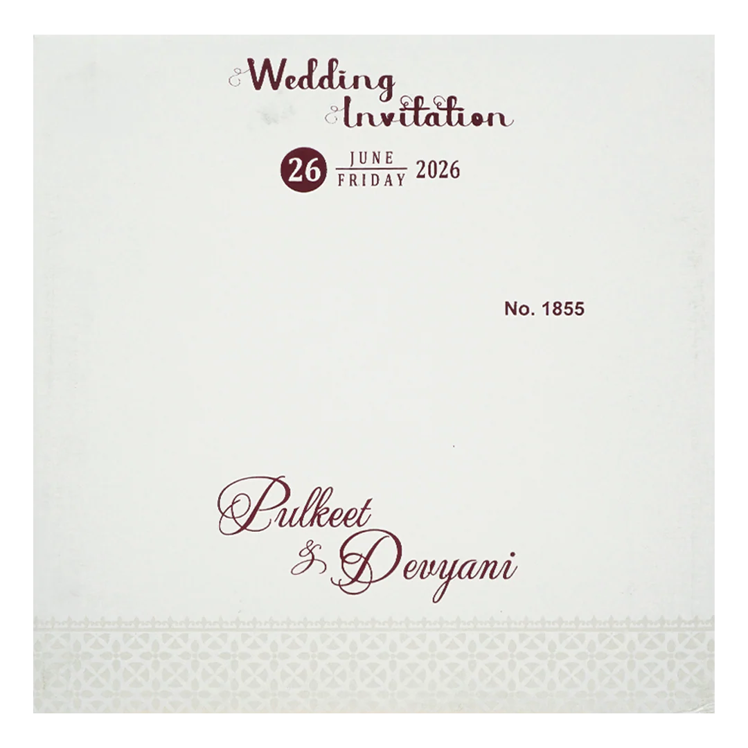 White Embossed Gold Door Padded Wedding Card-KJTS1855 - Image 4