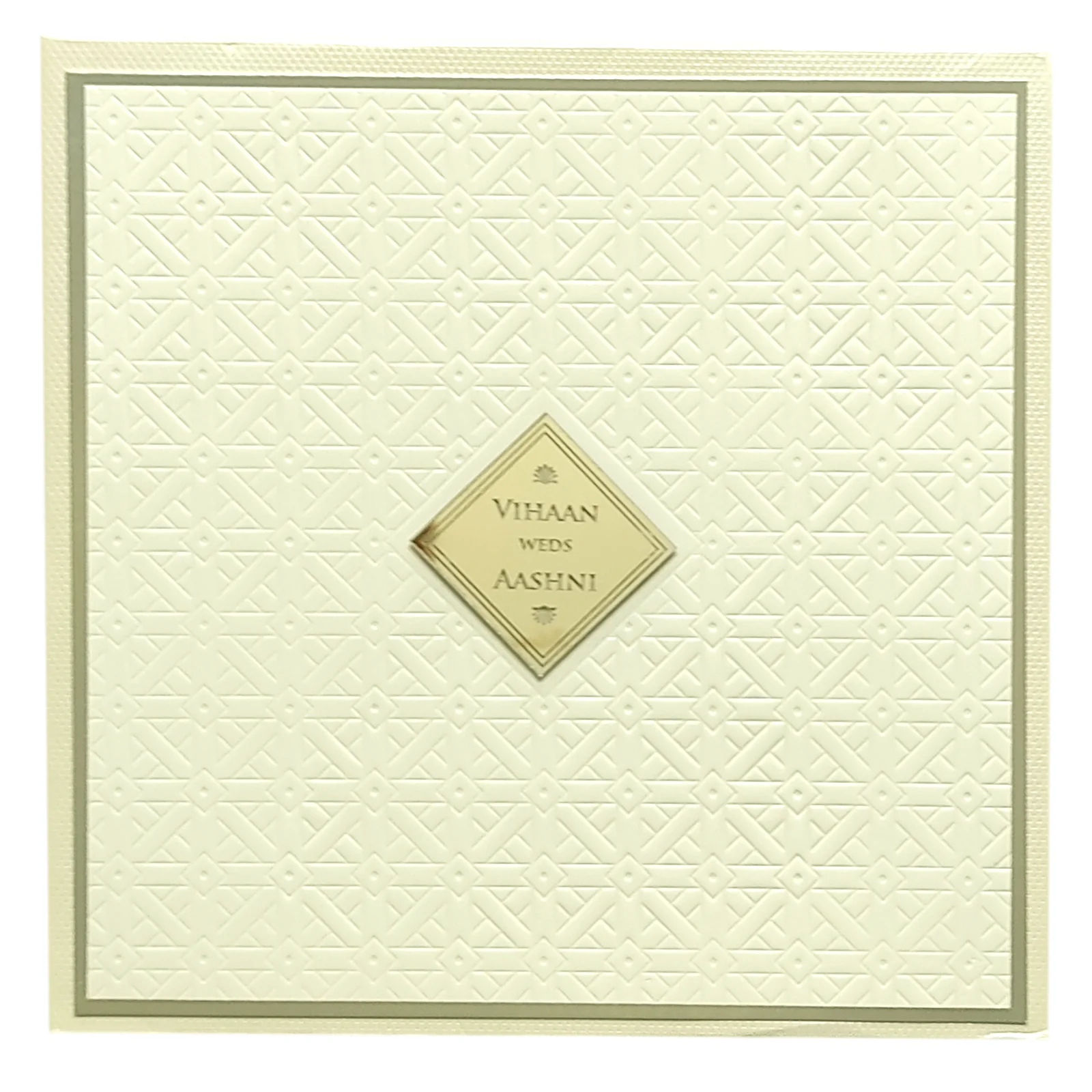 White Embossed Padded Invitation Card-KRC29730 - Image 3