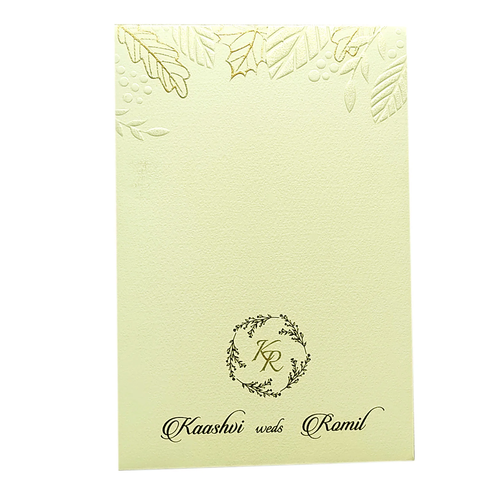 White Embossed Single Sheet Invitation Card-KRCS6133 - Image 3